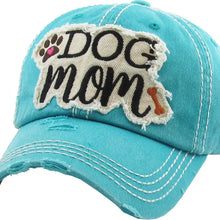Load image into Gallery viewer, Dog Mom Washed Vintage Ballcap: Teal