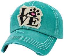 Load image into Gallery viewer, Paw Love Vintage Ballcap: Teal