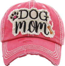 Load image into Gallery viewer, Dog Mom Washed Vintage Ballcap: Coral
