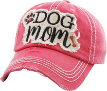 Load image into Gallery viewer, Dog Mom Washed Vintage Ballcap: Coral