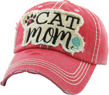 Load image into Gallery viewer, Cat Mom Washed Vintage Cap: Coral