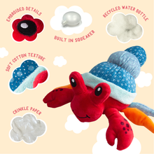 Load image into Gallery viewer, SnugArooz Hermie the Crab Plush Dog Toy 9"