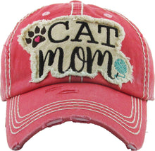 Load image into Gallery viewer, Cat Mom Washed Vintage Cap: Coral