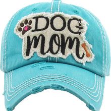 Load image into Gallery viewer, Dog Mom Washed Vintage Ballcap: Teal
