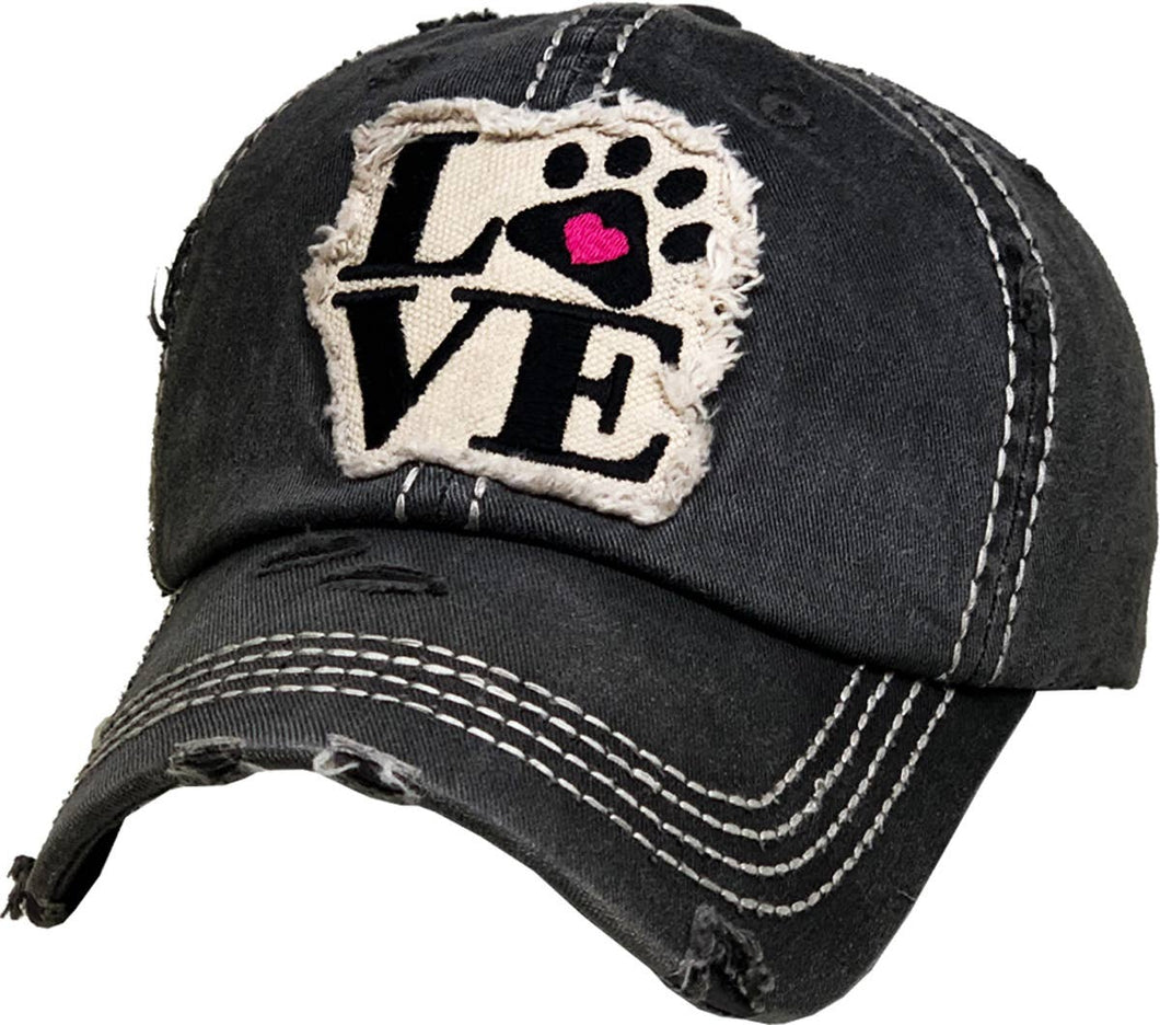 Paw Love Vintage Ballcap: BLK