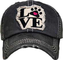 Load image into Gallery viewer, Paw Love Vintage Ballcap: BLK
