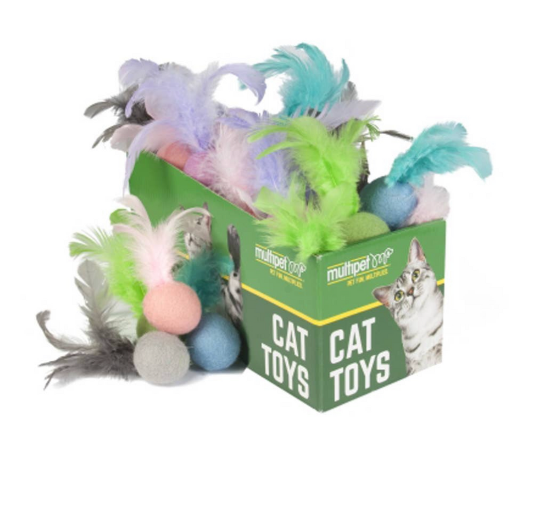 Multi-pet Felt balls with feathers Cat Toys