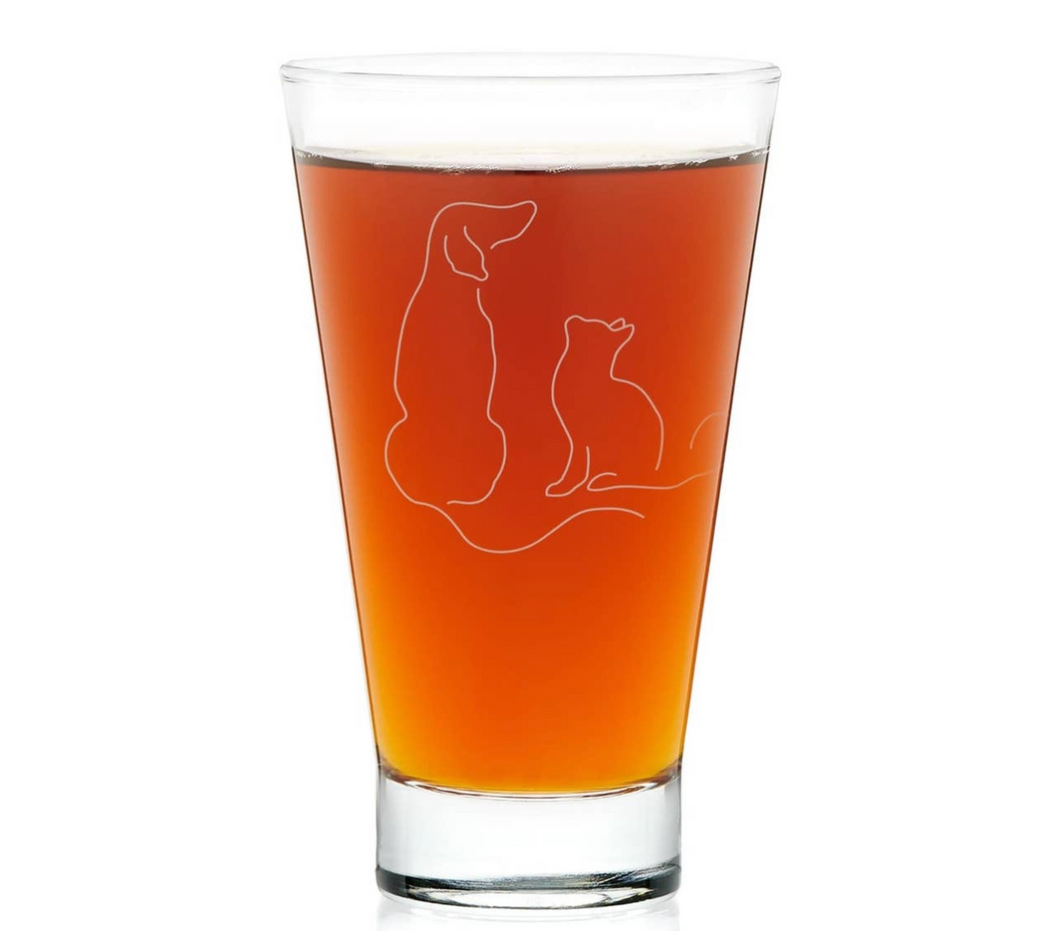 Libbey Cat & Dog Pint Glass